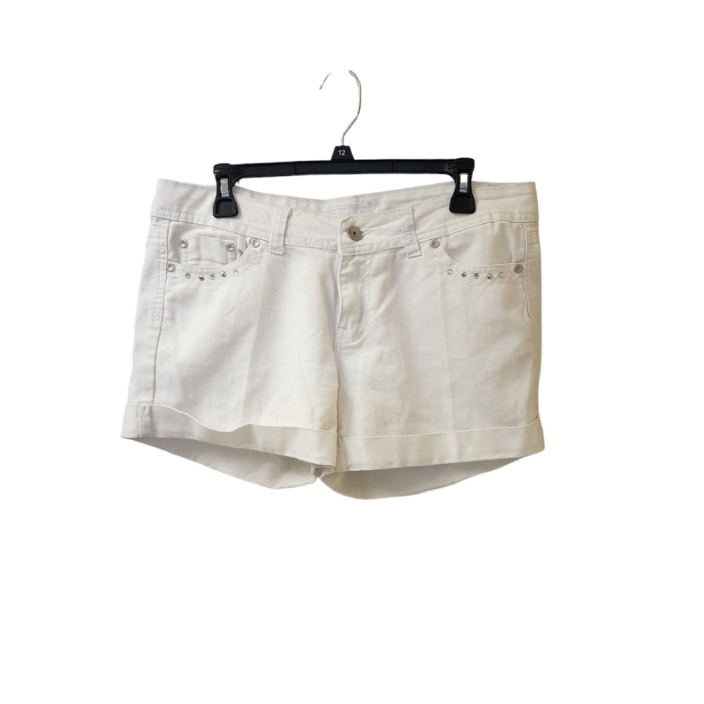 Do Denim White Jean Cuffed Midi Shorts Size 9 Low Rise